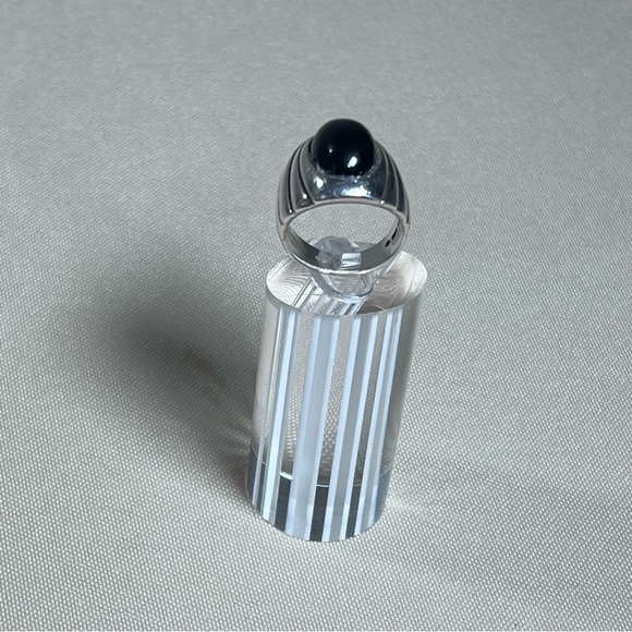 Vintage Sterling Silver Art Deco Black Stone Ring Size 5.75 Cocktail Statement - Picture 12 of 16